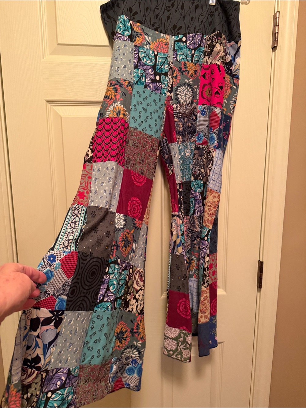 Boho Multicolor Patchwork Wide-Leg Jumpsuit Pants